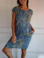 Bedrucktes Kleid mit Rundhalsausschnitt - Eveline