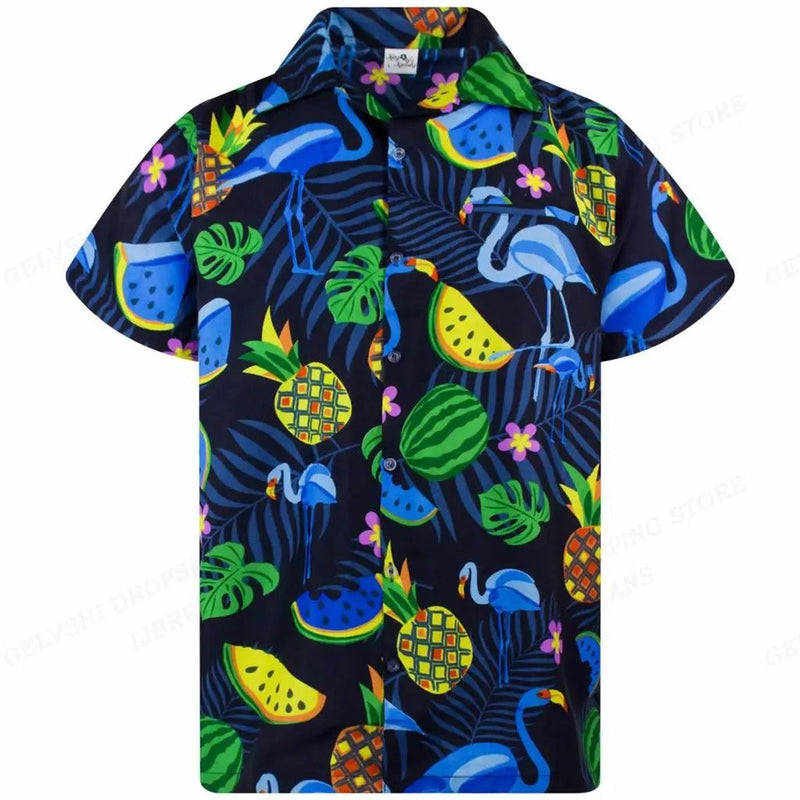 Tropisches 3D Flamingo Hemd – Kai