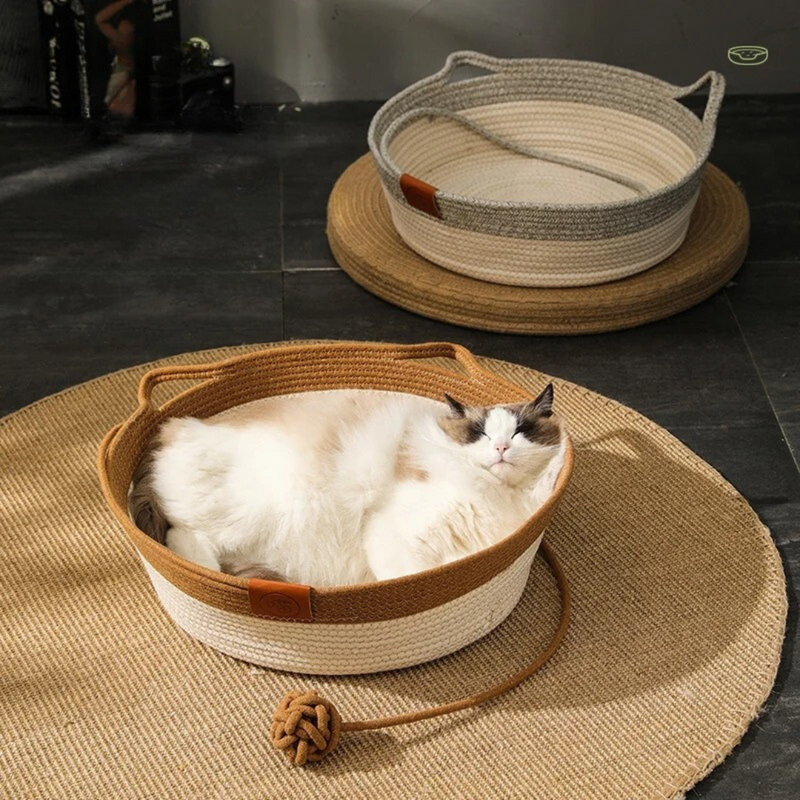 Handgeweven Katoenen Touwbed voor Katten - CozyNest