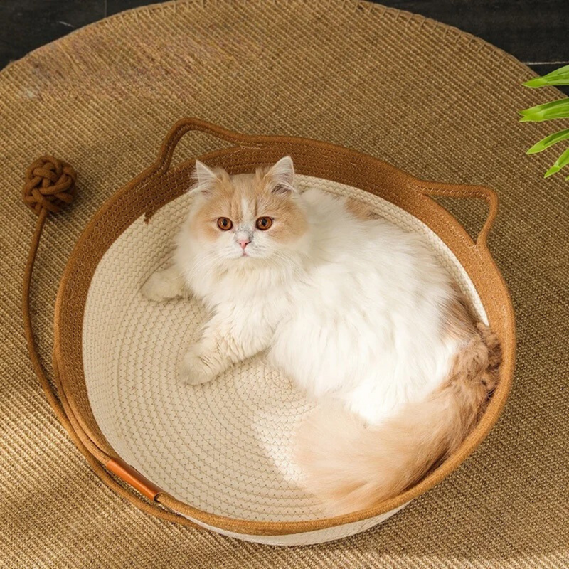 Handgeweven Katoenen Touwbed voor Katten - CozyNest