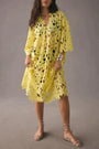 Geblümtes Midi-Kleid mit Ösen-Schnürung – Maelis