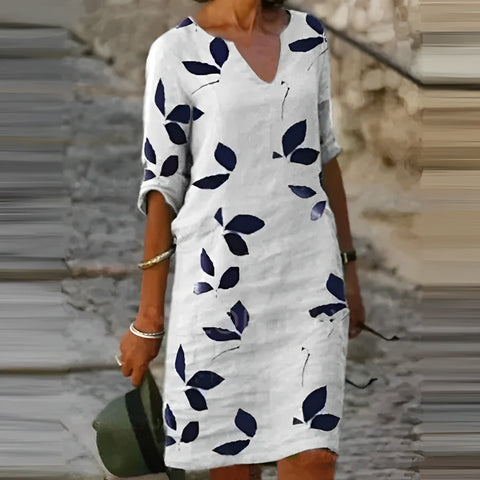 Trendiges Sommerkleid mit Blattmuster – Liora
