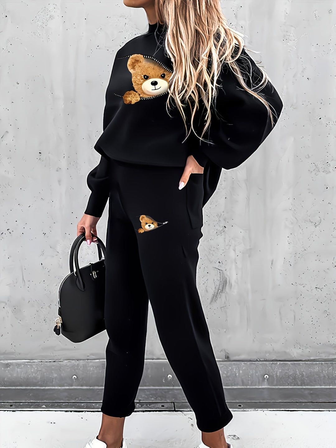 Lässiges Zweiteiliges Outfit mit Süßem Bärenprint - Mila