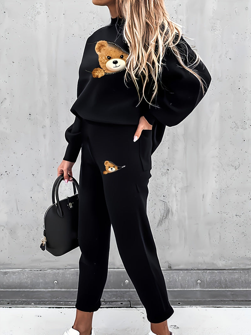 Lässiges Zweiteiliges Outfit mit Süßem Bärenprint - Mila