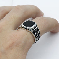 Schwarzer Onyx Silberring für Männer - Max