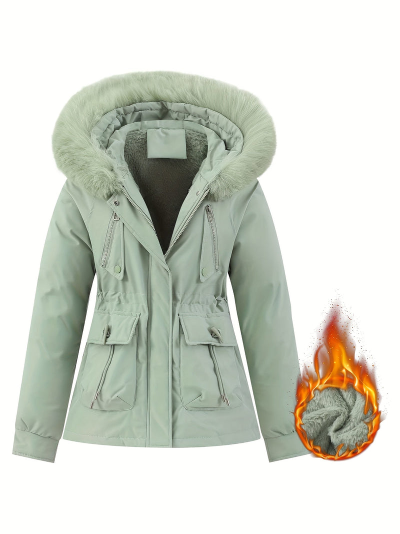 Damen Winterjacke mit Abnehmbarer Fellkapuze - Noëlle