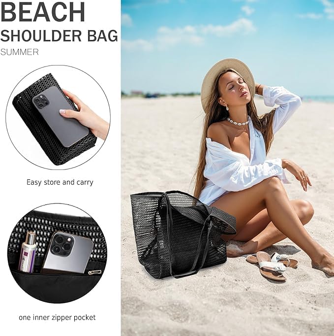 Faltbare Mesh-Strandtasche mit Innentasche