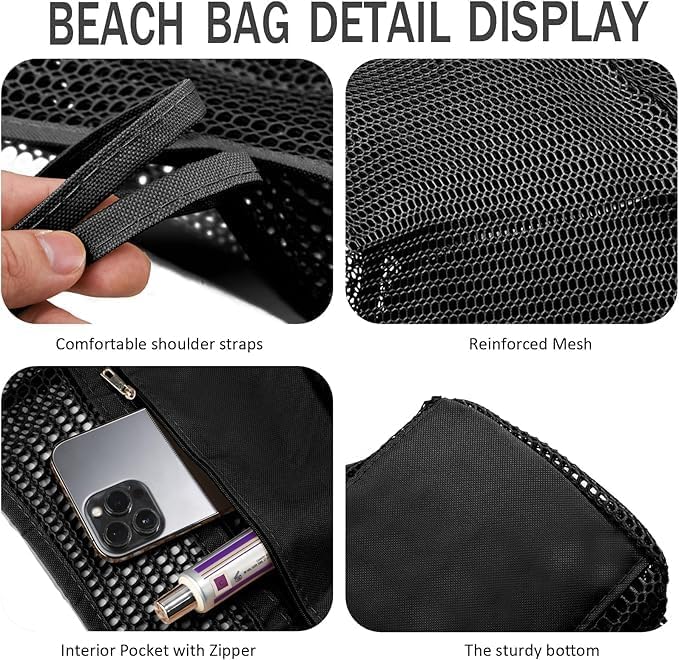 Faltbare Mesh-Strandtasche mit Innentasche
