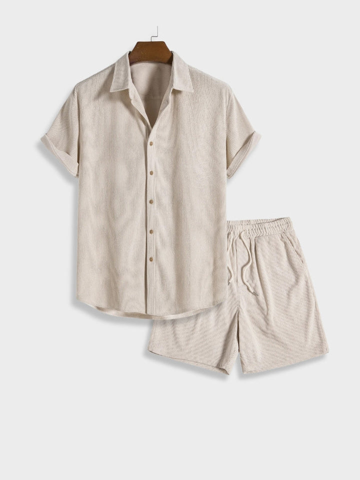 Herren Corduroy Sommer-Set mit Knopfverschluss – Sven