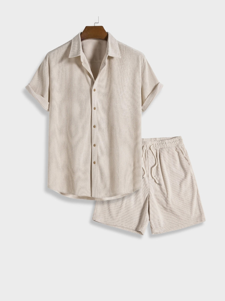 Herren Corduroy Sommer-Set mit Knopfverschluss – Sven