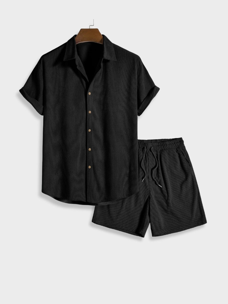 Herren Corduroy Sommer-Set mit Knopfverschluss – Sven