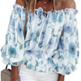 Schulterfreie Blumenbluse mit Rüschen – Fayenne