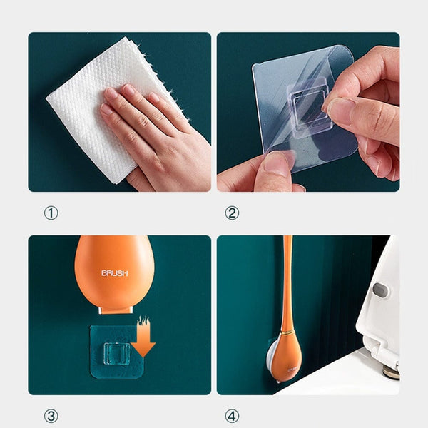 Silikon-Toilettenbürste mit Wandhalter & Tropfenauffang – Clevora