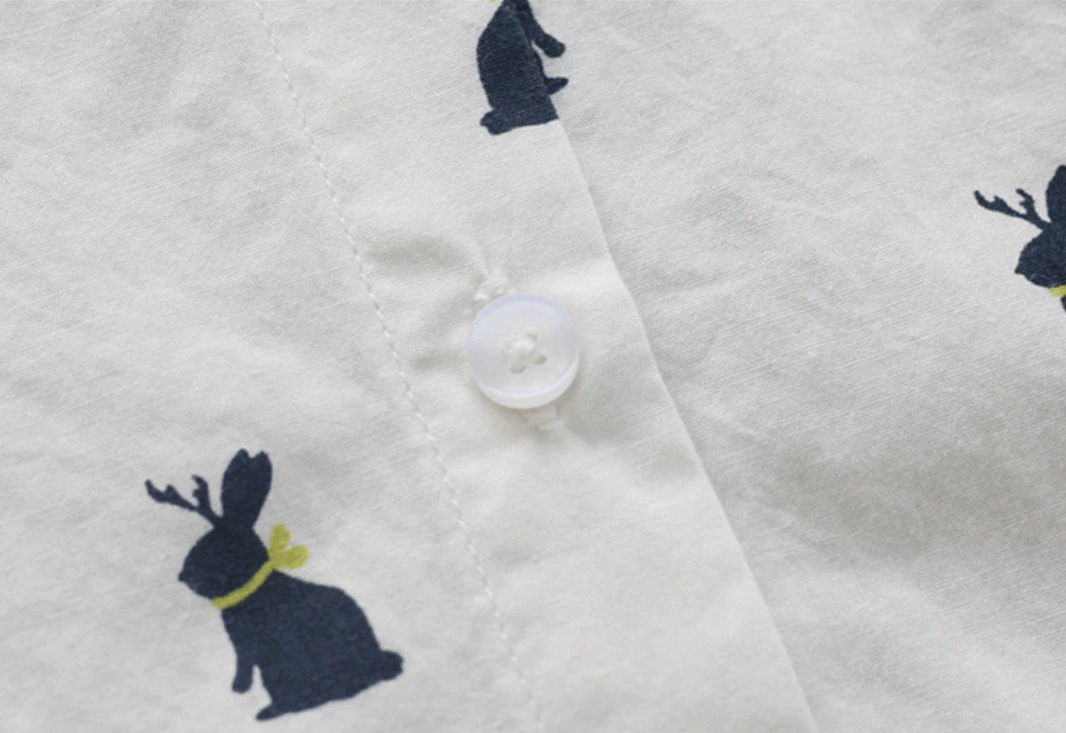 Playful shirt dress with rabbit print and lapel collar - Elina