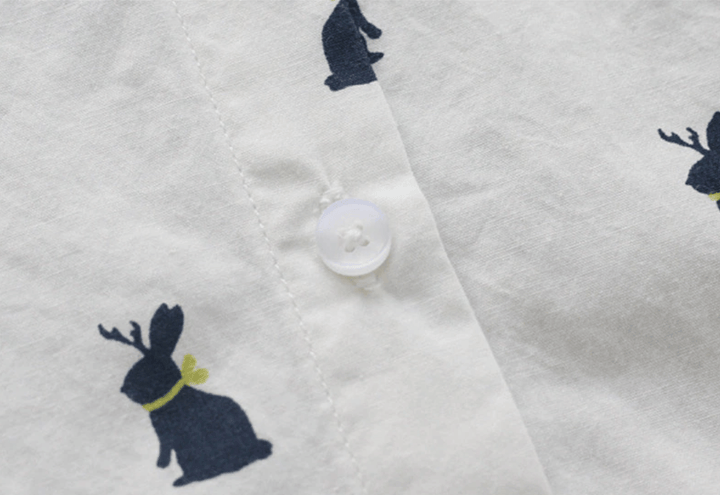 Playful shirt dress with rabbit print and lapel collar - Elina