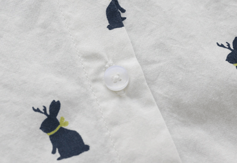 Playful shirt dress with rabbit print and lapel collar - Elina