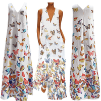 Trendy Mouwloos Maxi Zomerjurk met Vlinderpatroon – Malia