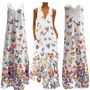 Trendiges ärmelloses Maxi-Sommerkleid mit Schmetterlingsmuster – Malia