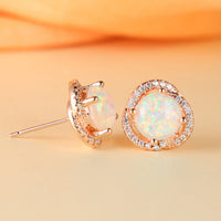 White Opal & Zirconia Cloverleaf Earrings - Elara