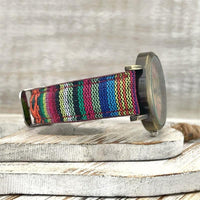 Multi-colored rainbow pattern watch with braided strap – Elyvra 