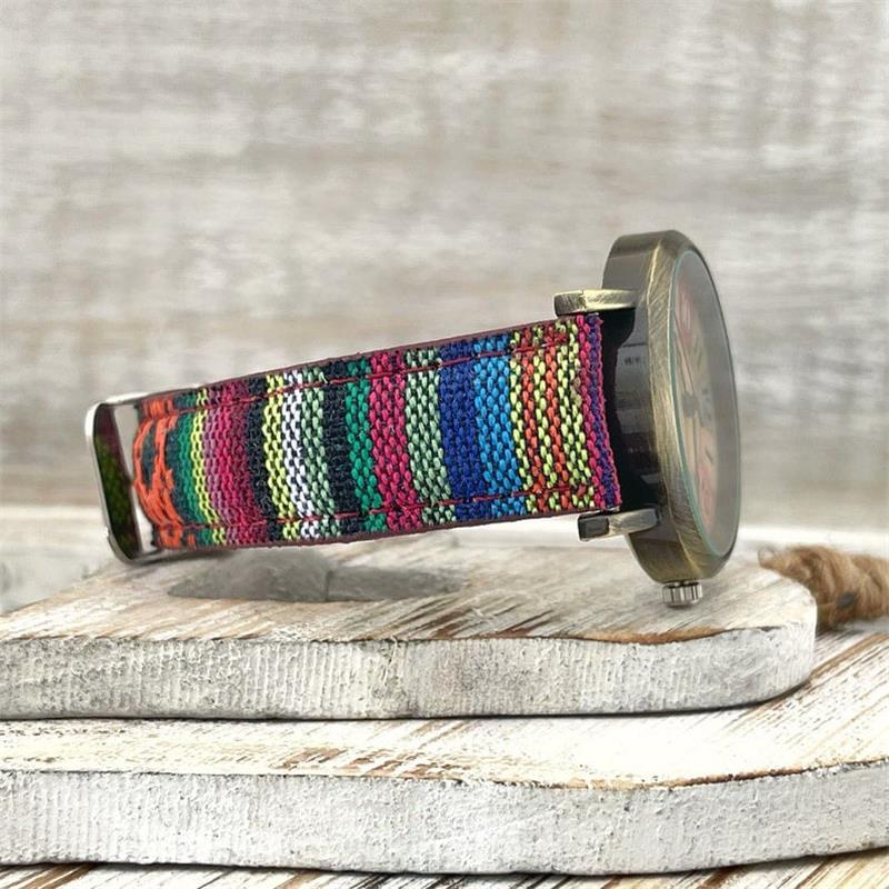 Multi-colored rainbow pattern watch with braided strap – Elyvra 