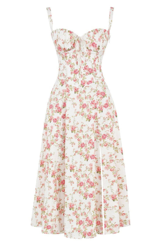 Geblümtes Maxikleid mit Taillierung - Fleur