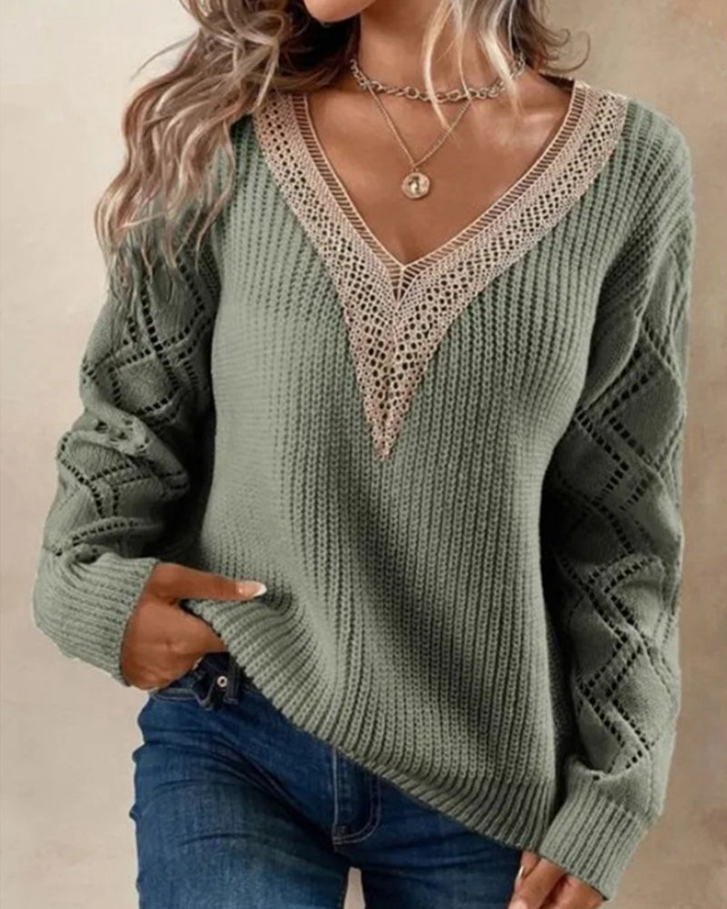 Stilvoller V-Ausschnitt-Pullover - Selena