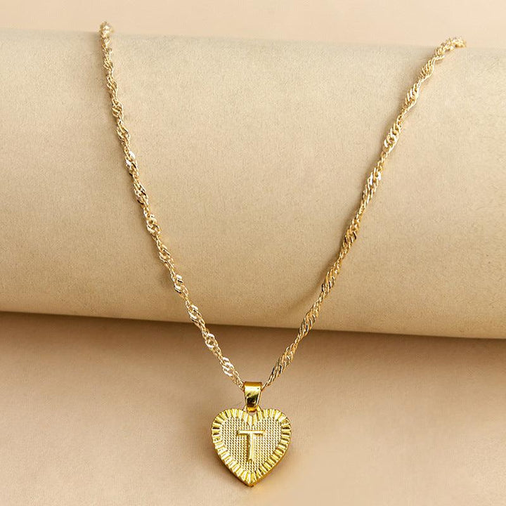 Goldene Initial Herz Anhänger Kette - Amara
