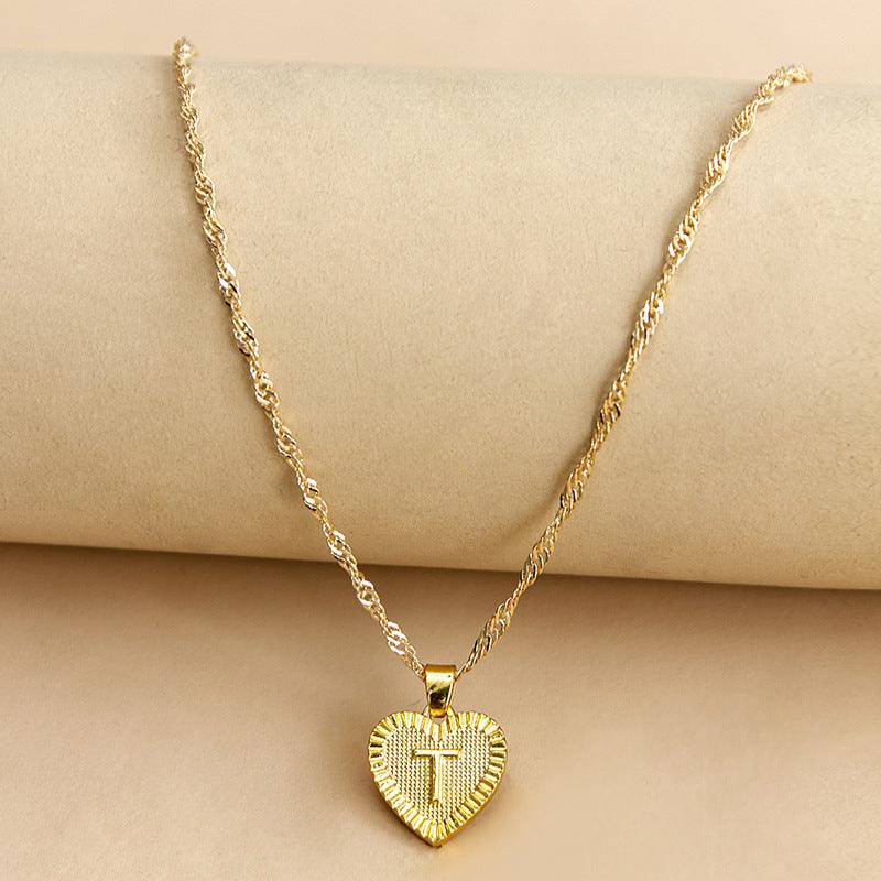 Goldene Initial Herz Anhänger Kette - Amara
