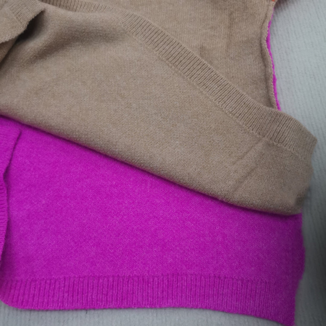 Beeindruckender Color-Block Strickpullover - AutumnVibe