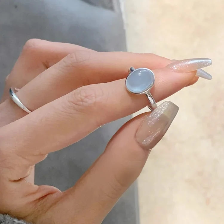 Aquamarijn Zilveren Ring - Nerida