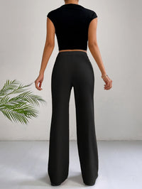 Trendige Damenhose mit hoher Taille und Plissee - Emilia