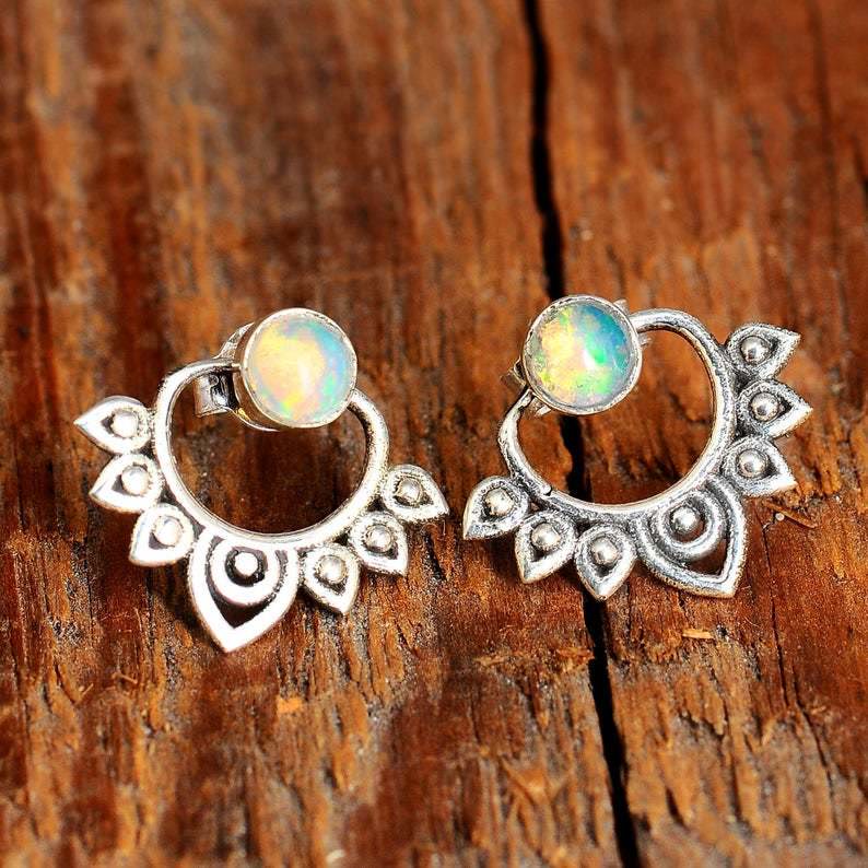 Natürliche Opal Lotus Ohrringe - Sophia