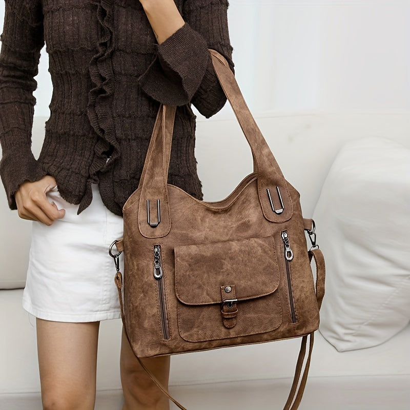 Vintage-Stil Vegane Leder Schultertasche - Marivelle