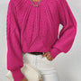 Damen Zopfpullover mit Laternenärmeln – Sanna