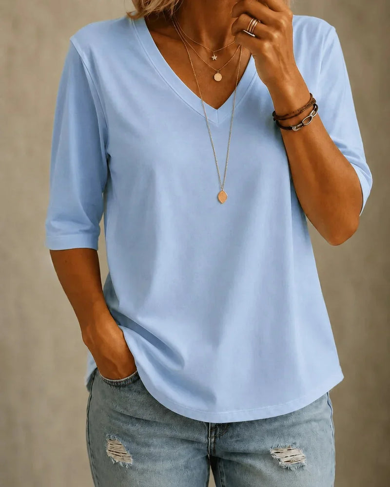 Classic V-Neck Half-Sleeve Tee 1