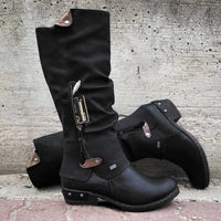 Bequeme hohe Stiefel mit Aufbewahrungsfach - Alina
