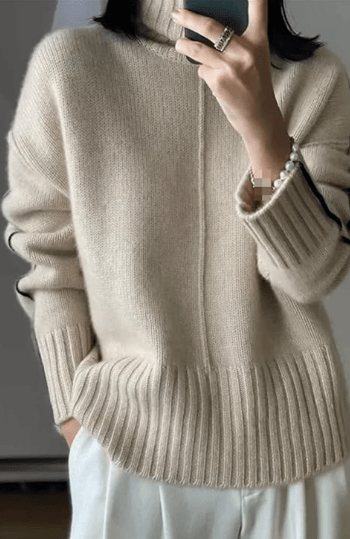 Soft Cashmere Blend Women's Sweater with Turtleneck – Liv