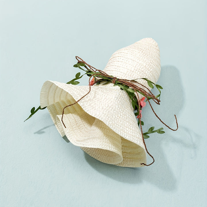 Chapeau de paille d’été pour femme avec détails floraux et fruités – Solène