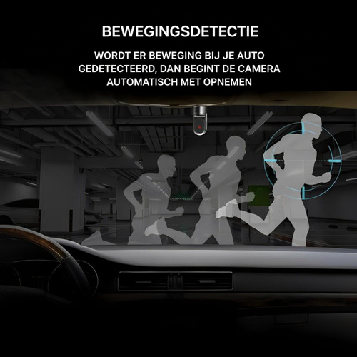 Silhouetten van een rennende persoon voor een auto bij bewegingsdetectie op een parkeerplaats 6