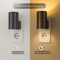 Vergelijking van de zwarte lamp uit bij daglicht en aan met warm licht in het donker 4