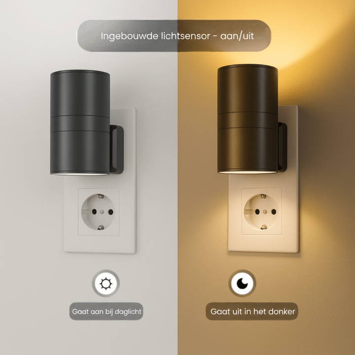 Vergelijking van de zwarte lamp uit bij daglicht en aan met warm licht in het donker 4