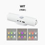 Witte wandlamp met sensor en usb-c-poort, met onderaan drie voorbeelden van meerkleurig rgb-licht op de muur 2