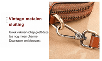 Close-up van de metalen karabijnhaak en ring waarmee de band aan de tas vastzit 15