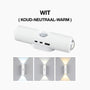 Witte cilindrische wandlamp met bewegingssensor en usb-c-poort, met drie lichtkleuren van wit tot warm eronder 1