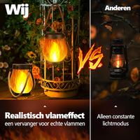 Vergelijking tussen deze lantaarn met levendig vlameffect en een klassieke olielamp met rustig licht 6