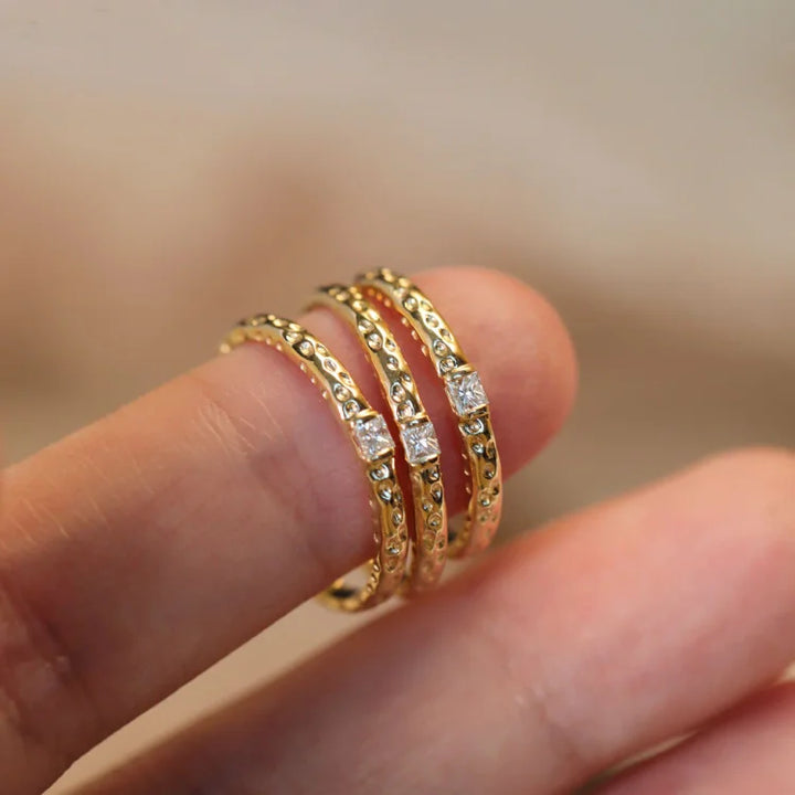 Vergoldeter Sterlingsilberring mit Zirkonia - Aurora
