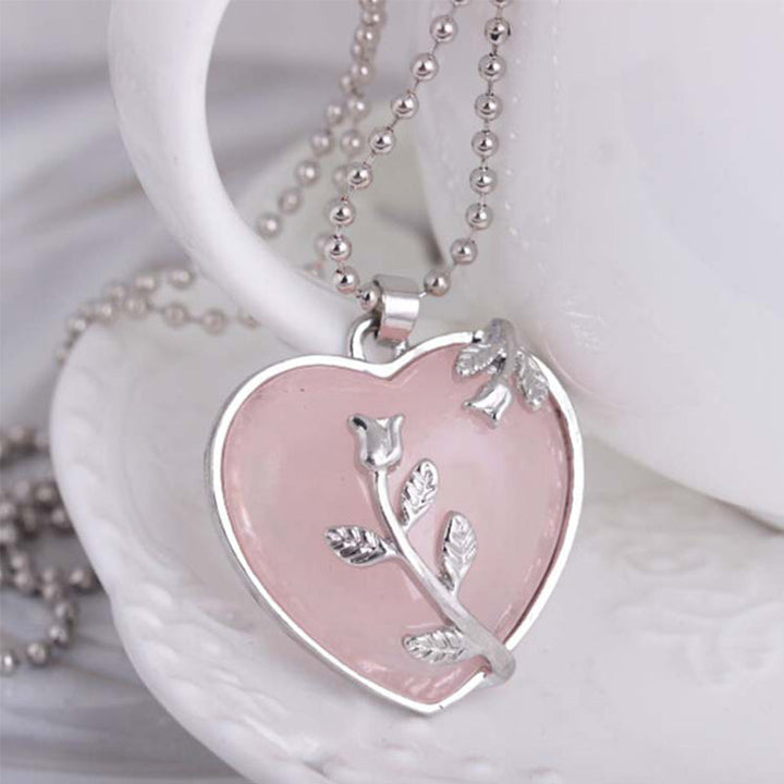 Stylish Heart-Shaped Rose Quartz Necklace - Amara