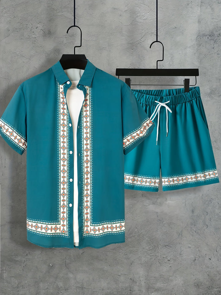 Zweiteiliges Boho-Sommer-Set Herren Hemd und Shorts Casual - Malik