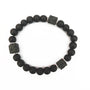 Matt Schwarzer Onyx und Kubischer Lavastein Balance-Armband - Aurelia